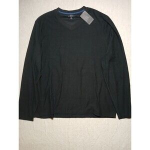 Michael Strahan Men's Modern Fit Long Sleeve V-Neck Shirt Black - Size XL - NWT